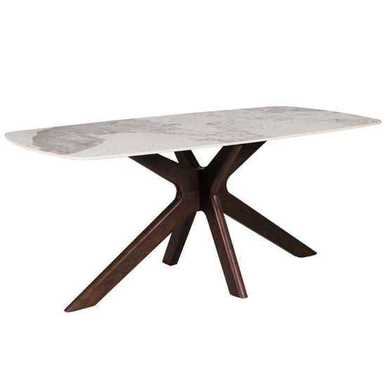 Product photograph of Adria Ceramic Dining Table Rectangular With Brown Legs from Furniture in Fashion