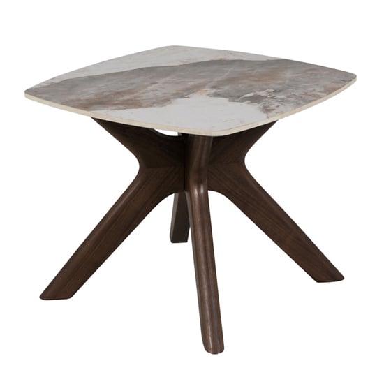 Product photograph of Adria Ceramic Lamp Table With Brown Walnut Legs from Furniture in Fashion