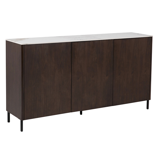 Adria Ceramic Top Sideboard With 3 Doors In Brown