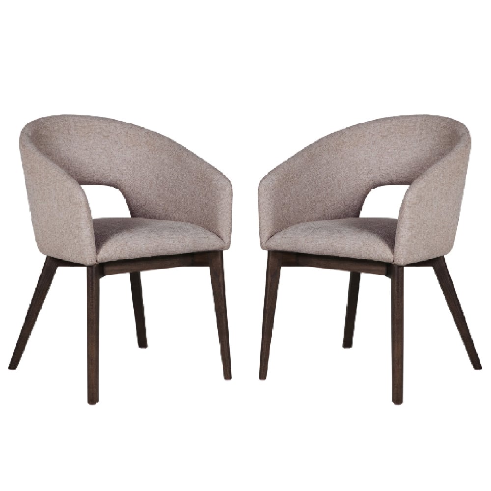 Read more about Adria latte fabric dining chairs with oak legs in pair