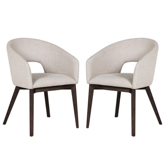 Adria Natural Woven Fabric Dining Chairs In Pair