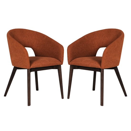 Adria Rust Woven Fabric Dining Chairs In Pair