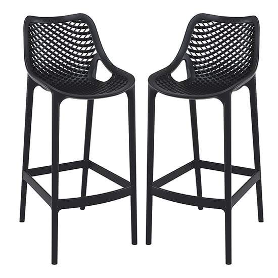 Adrian Black Polypropylene And Glass Fiber Bar Chairs In Pair