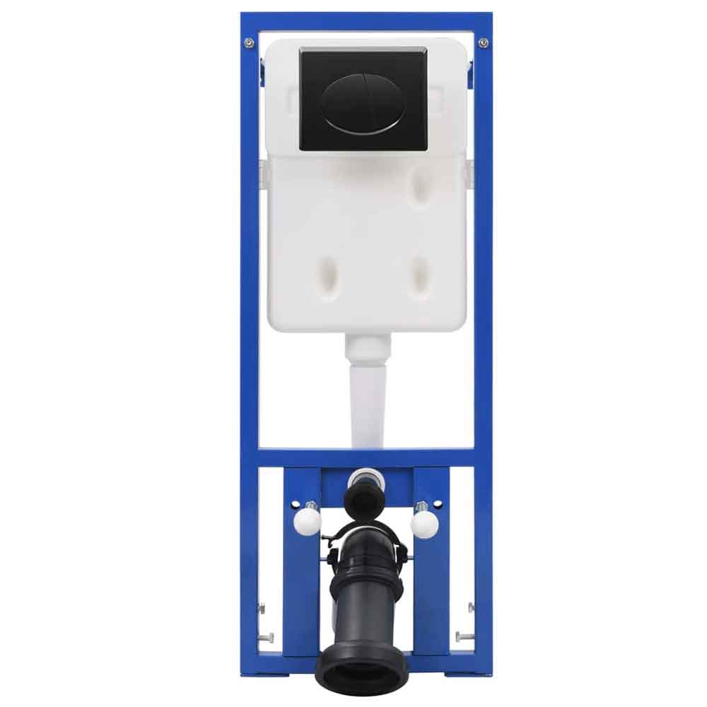 Adrian Black Wall Hung Toilet With Concealed Cistern And Frame - Soft Close Seat