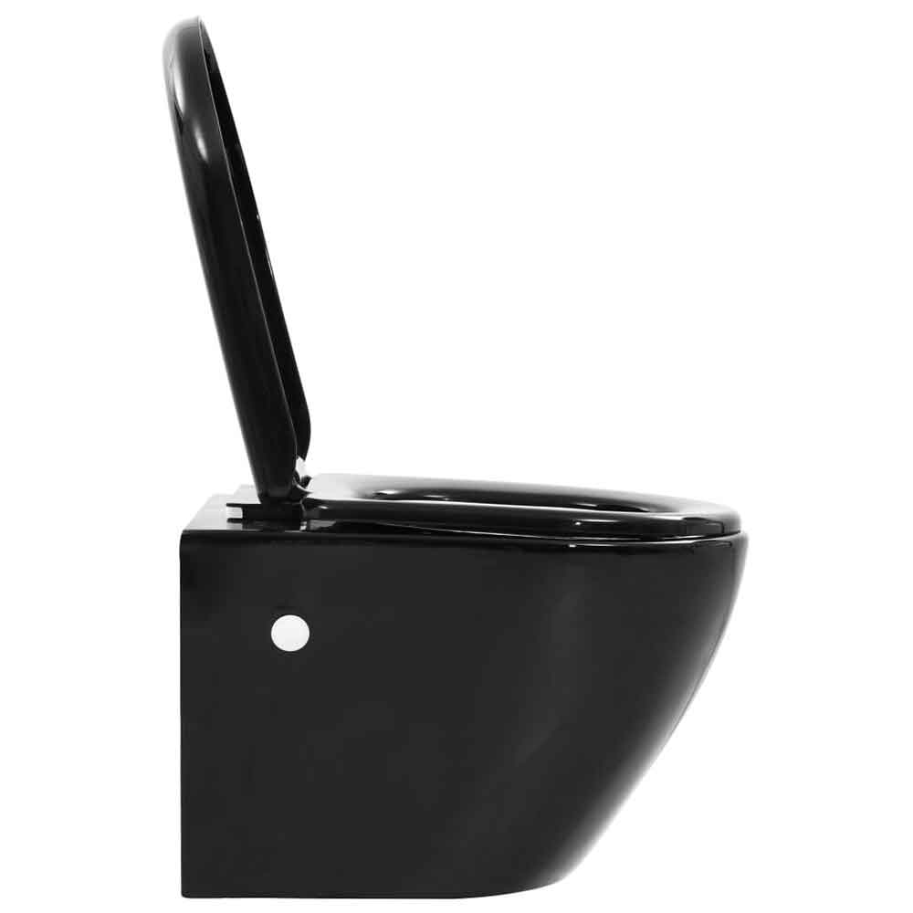 Adrian Black Wall Hung Toilet With Concealed Cistern And Frame - Soft Close Seat