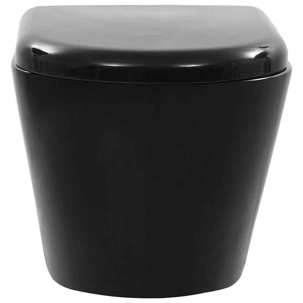 Adrian Black Wall Hung Toilet With Concealed Cistern And Frame - Soft Close Seat
