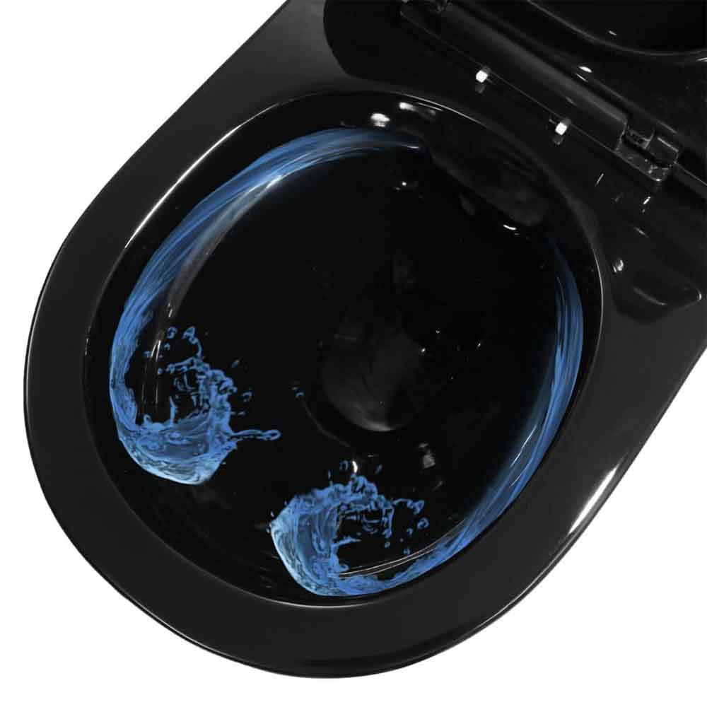 Adrian Black Wall Hung Toilet With Concealed Cistern And Frame - Soft Close Seat