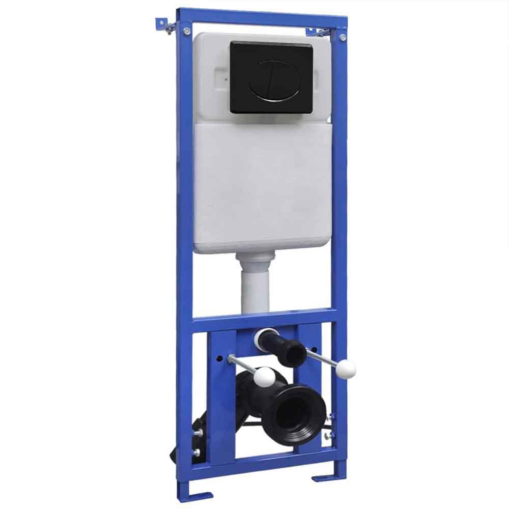 Adrian Black Wall Hung Toilet With Concealed Cistern And Frame - Soft Close Seat