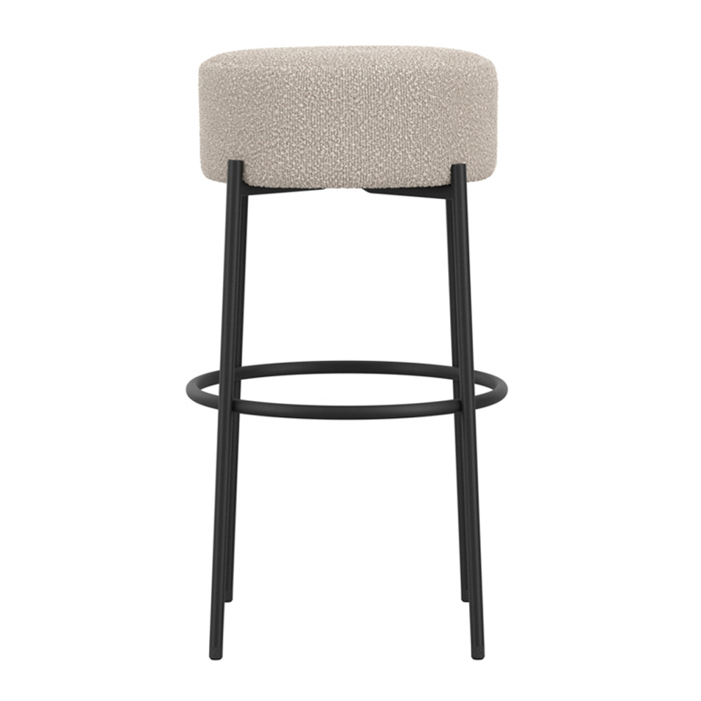 Adrian Boucle Fabric Counter Seating Stool In Buff