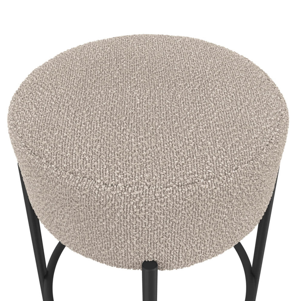 Adrian Boucle Fabric Counter Seating Stool In Buff