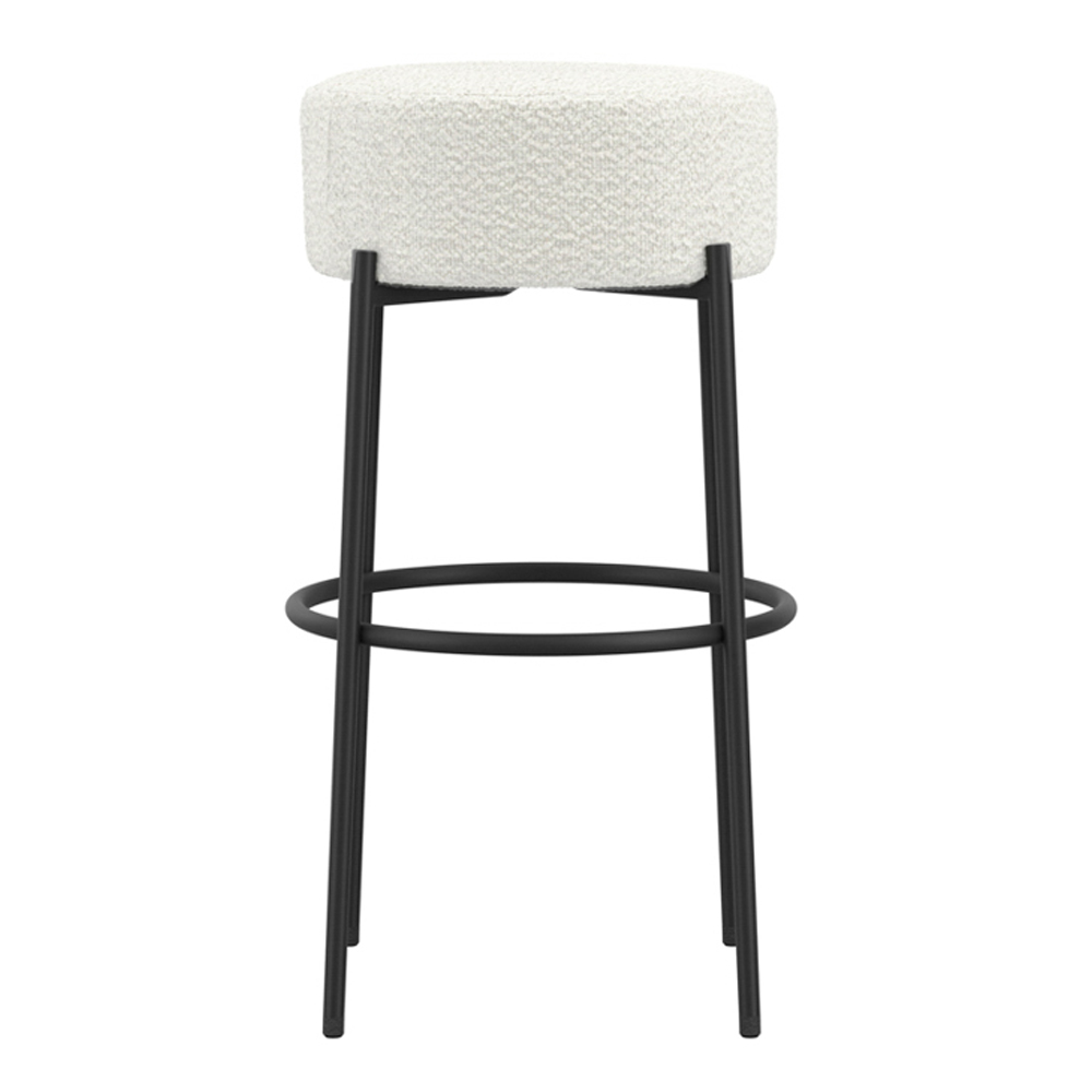 Adrian Boucle Fabric Counter Seating Stool In Ivory
