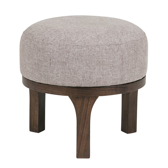 Adrian Fabric Foot Stool Round In Latte