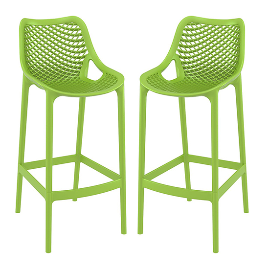 Read more about Adrian green polypropylene and glass fiber bar chairs in pair