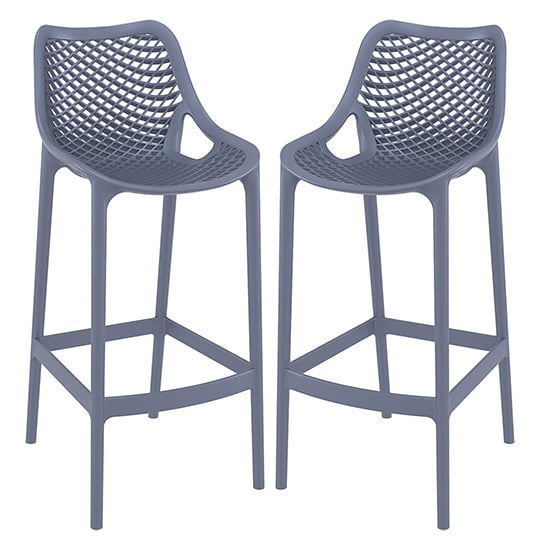 Read more about Adrian grey polypropylene and glass fiber bar chairs in pair