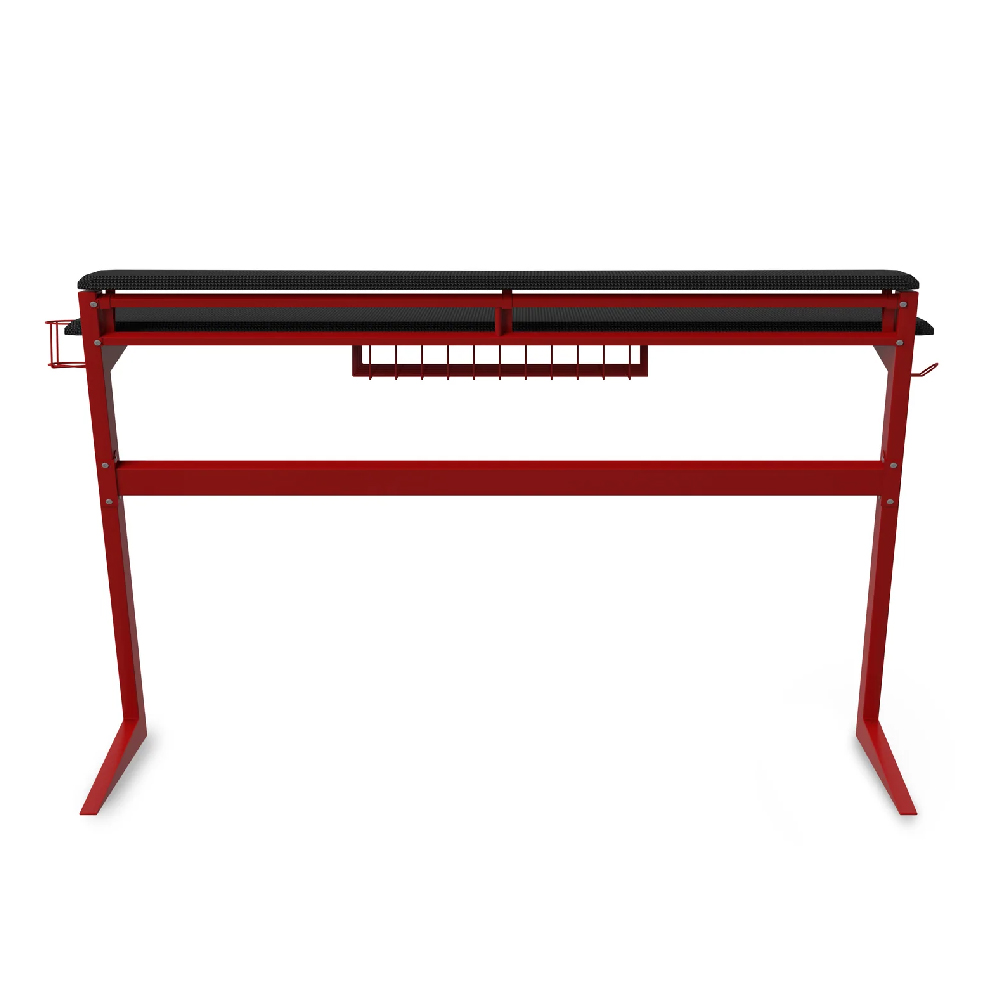 Adrian Metal Gaming Desk With Carbon Fibre Effect And Red Legs