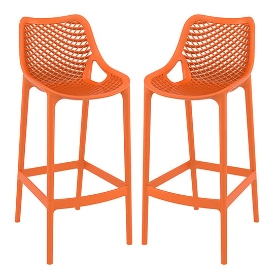 Read more about Adrian orange polypropylene and glass fiber bar chairs in pair