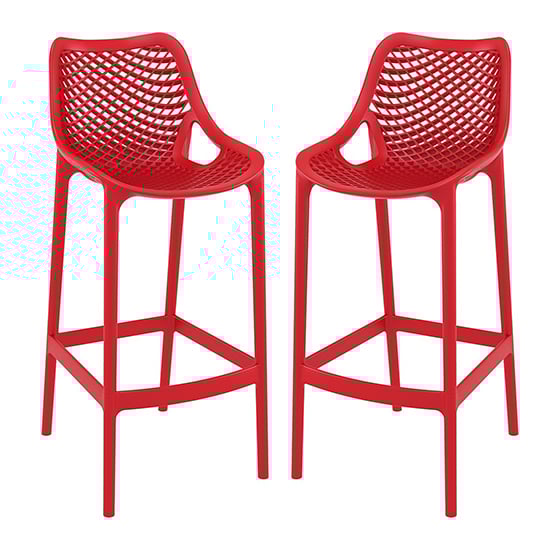 Read more about Adrian red polypropylene and glass fiber bar chairs in pair