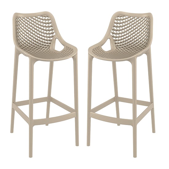 Read more about Adrian taupe polypropylene and glass fiber bar chairs in pair