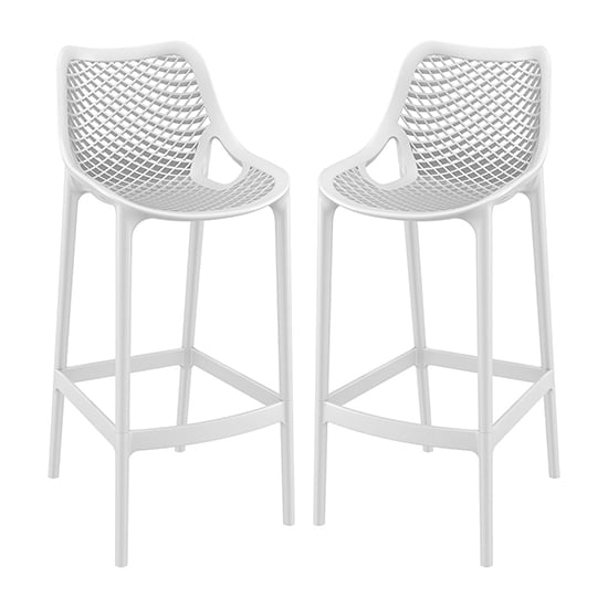 Read more about Adrian white polypropylene and glass fiber bar chairs in pair