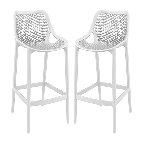 Read more about Adrian white polypropylene and glass fiber bar chairs in pair