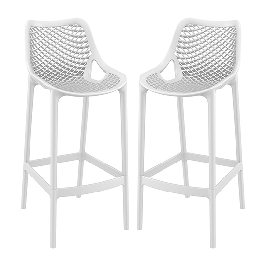 Adrian White Polypropylene And Glass Fiber Bar Chairs In Pair