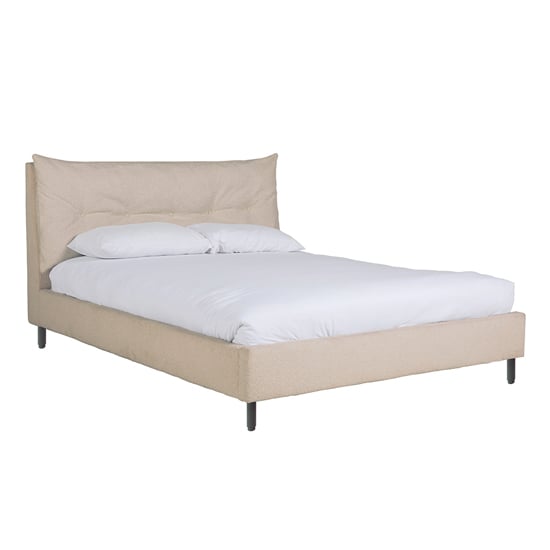 Product photograph of Adriel Boucle Fabric Double Bed In Latte from Furniture in Fashion