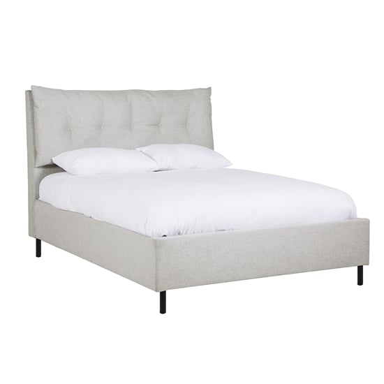 Adriel Linen Fabric Ottoman Double Bed In Silver