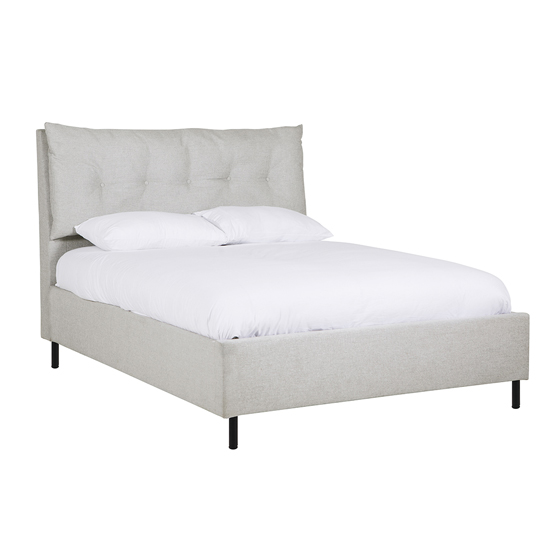 Adriel Linen Fabric Ottoman King Size Bed In Silver