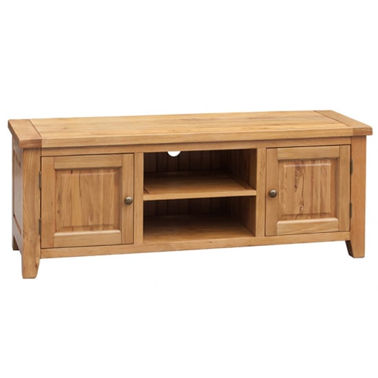 Photo of Adriel straight wooden tv stand in light oak