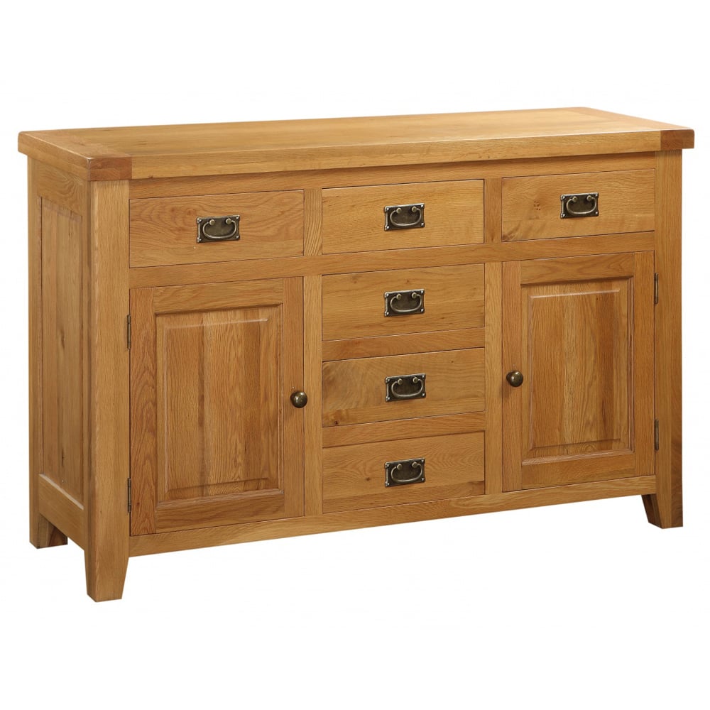 Adriel Wooden Sideboard With 2 Doors 6 Drawers In Light Oak