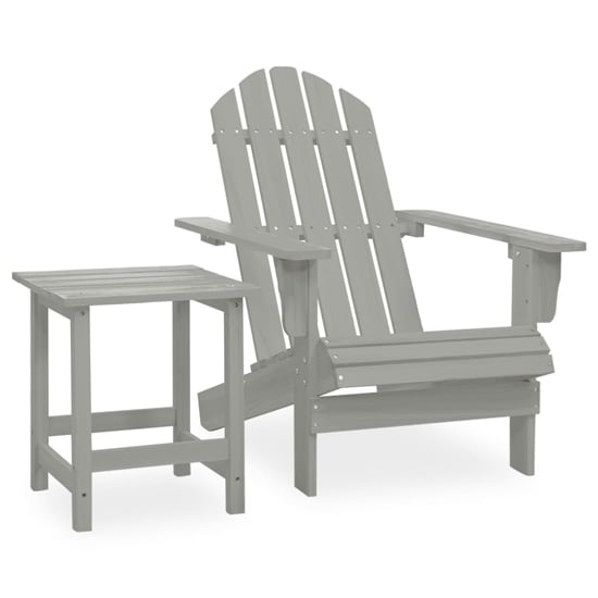 Adrius Solid Fir Wood Garden Chair With Table In Grey