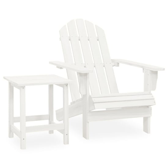 Product photograph of Adrius Solid Fir Wood Garden Chair With Table In White from Furniture in Fashion