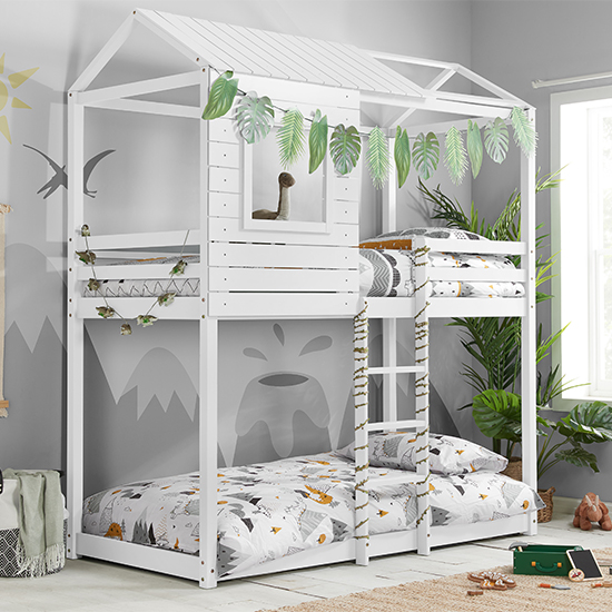 Product photograph of Adventure Pine Wood Single Bunk Bed In White from Furniture in Fashion