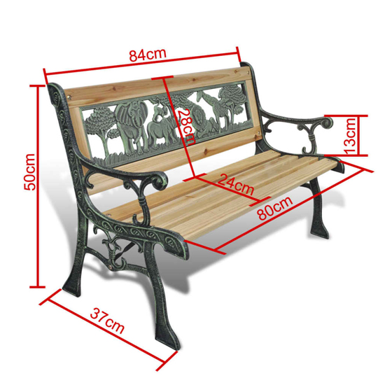 Adyta Outdoor Wooden Animals Design Seating Bench In Natural