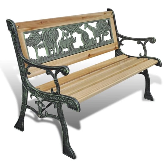 Photo of Adyta outdoor wooden animals design seating bench in natural