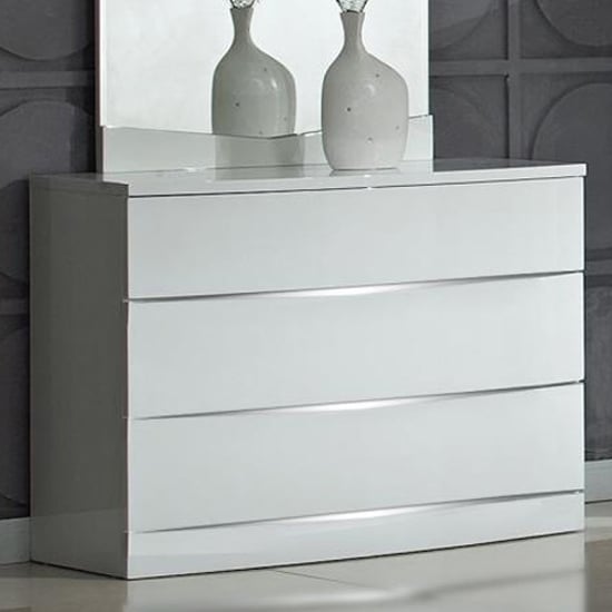 Product photograph of Aedos High Gloss Chest Of 3 Drawers White from Furniture in Fashion