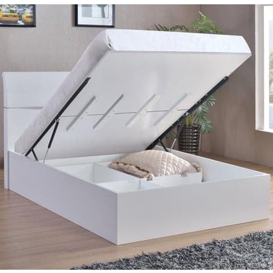 Aedos High Gloss Double Bed In White