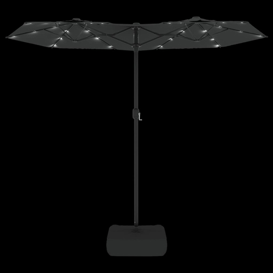 Aelia Fabric Double-Head Parasol In Anthracite With LED Lights