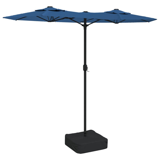 Aelia Fabric Double-Head Parasol In Azure Blue With LED Lights