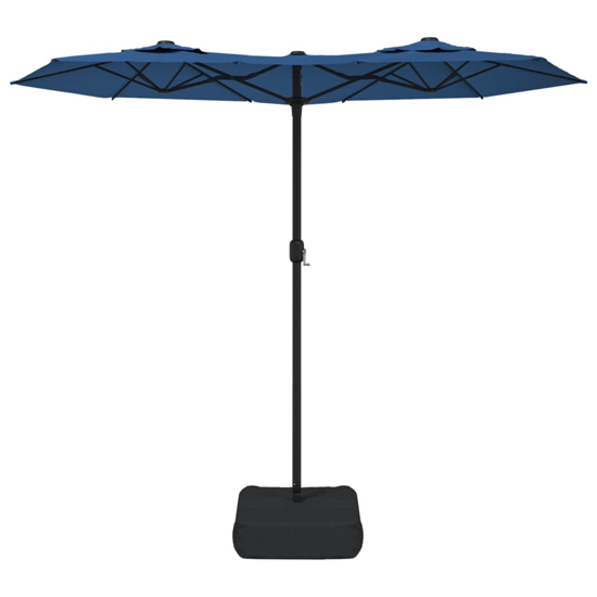 Aelia Fabric Double-Head Parasol In Azure Blue With LED Lights