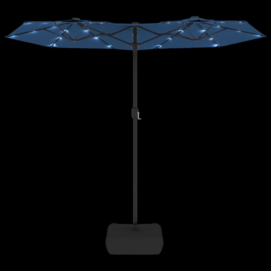 Aelia Fabric Double-Head Parasol In Azure Blue With LED Lights