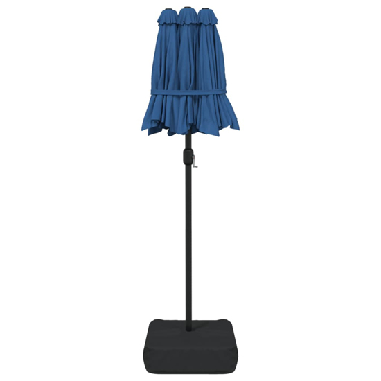 Aelia Fabric Double-Head Parasol In Azure Blue With LED Lights