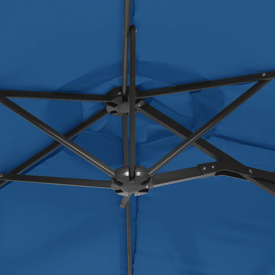 Aelia Fabric Double-Head Parasol In Azure Blue With LED Lights