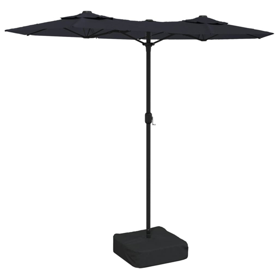 Aelia Fabric Double-Head Parasol In Black With LED Lights