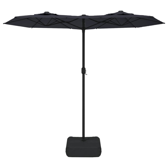 Aelia Fabric Double-Head Parasol In Black With LED Lights