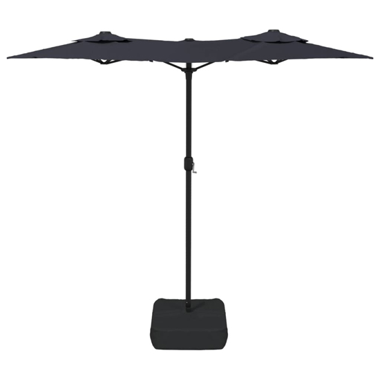 Aelia Fabric Double-Head Parasol In Black With LED Lights