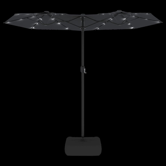 Aelia Fabric Double-Head Parasol In Black With LED Lights