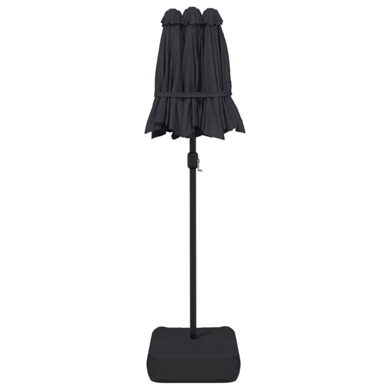 Aelia Fabric Double-Head Parasol In Black With LED Lights