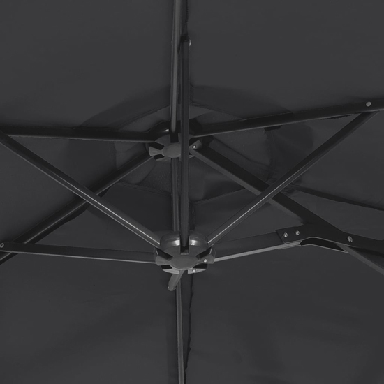 Aelia Fabric Double-Head Parasol In Black With LED Lights