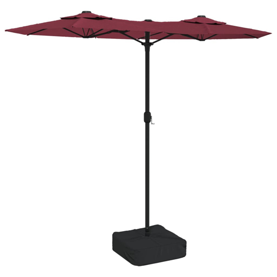 Aelia Fabric Double-Head Parasol In Bordeaux Red With LED Lights